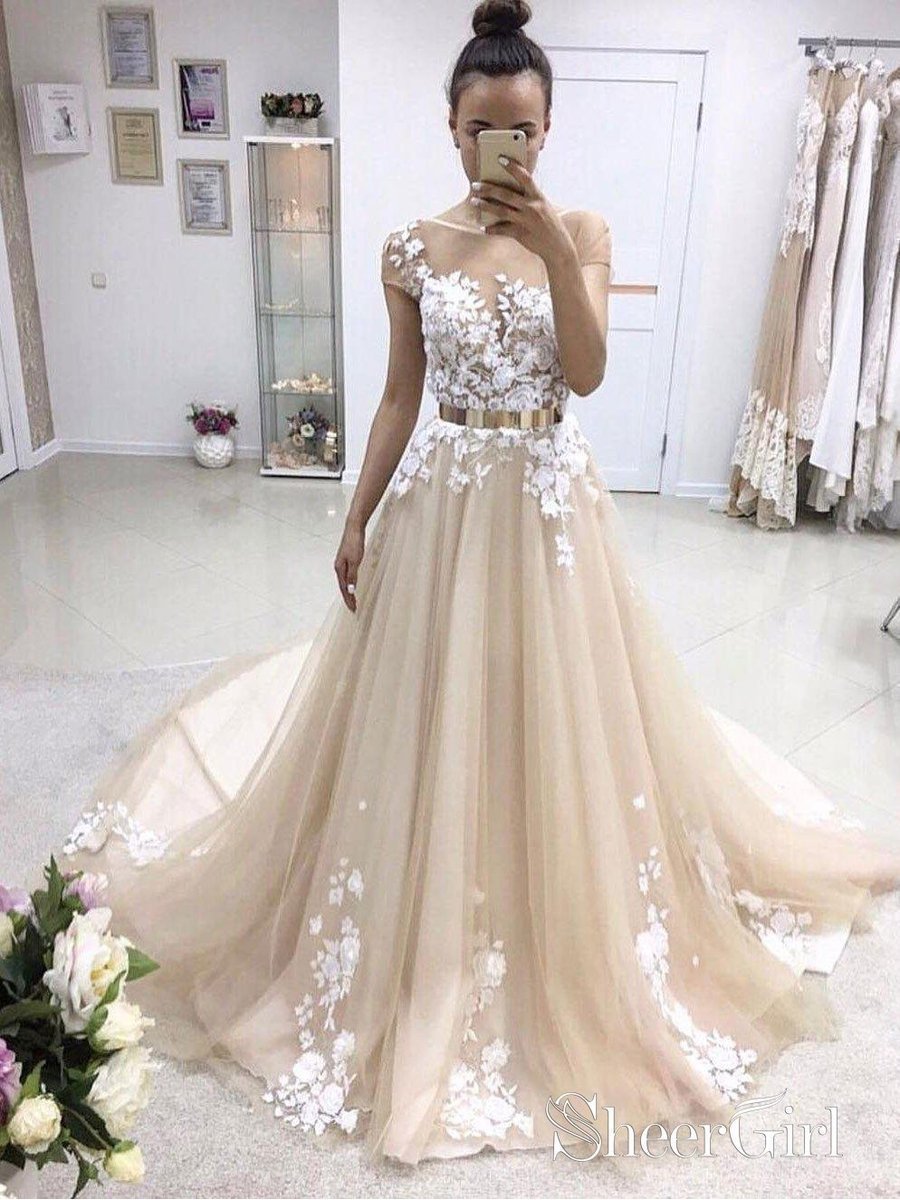 champagne color wedding dress